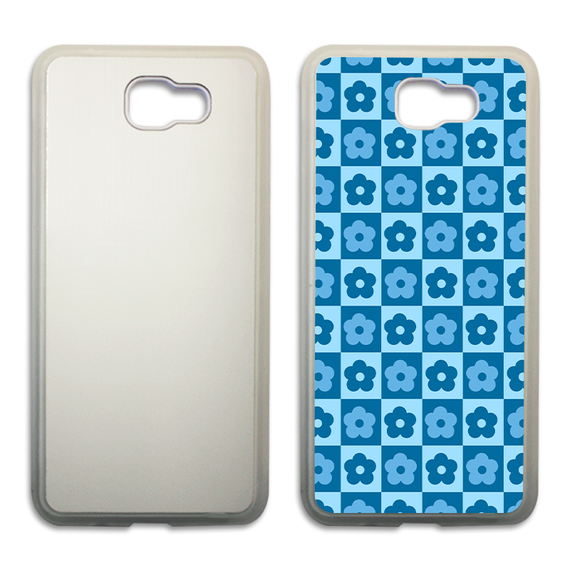 Coque sublimation 2D TPU pour Samsung Galaxy J8, J7, J6 Plus, J6, J5, J4 Prime, J4, J3, J2. La plaque arrière en aluminium dédiée à la sublimation permet la personnalisation de la coque.