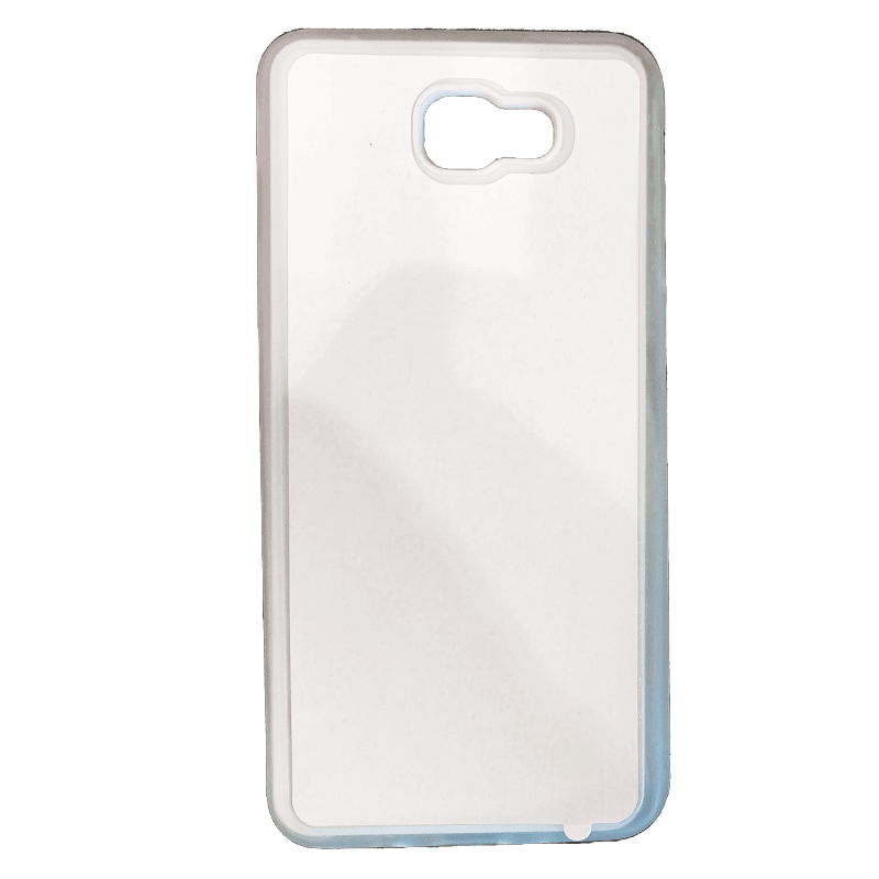 Coque sublimation 2D TPU pour Samsung Galaxy J8, J7, J6 Plus, J6, J5, J4 Prime, J4, J3, J2. La plaque arrière en aluminium dédiée à la sublimation permet la personnalisation de la coque.