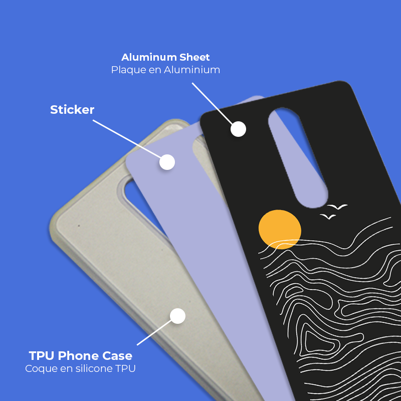 Coque sublimation 2D TPU pour Xiaomi K40, K20 Pro. La plaque arrière en aluminium dédiée à la sublimation permet la personnalisation de la coque.